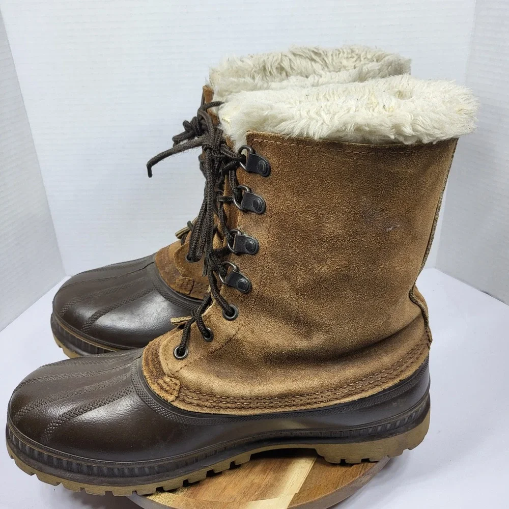 Vintage Sorel Kaufman Caribou Boots Mens 10 Made‎ in Canada Leather Snow Winter